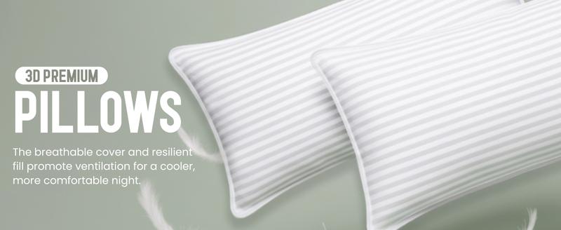 【New Year Deal】Utopia Bedding Premium Striped Bed Pillows for Back Stomach & Side Sleepers - Polycotton Soft Breathable Covers, No-Shift Construction, White, Pack of 2 - Polyester - Supportive Memory Foam 【New Year Deal】Utopia Bedding Premium Striped Bed Pillows for Back Stomach & Side Sleepers - Polycotton Soft Breathable Covers, No-Shift Construction, White, Pack of 2 - Polyester - Supportive Memory Foam