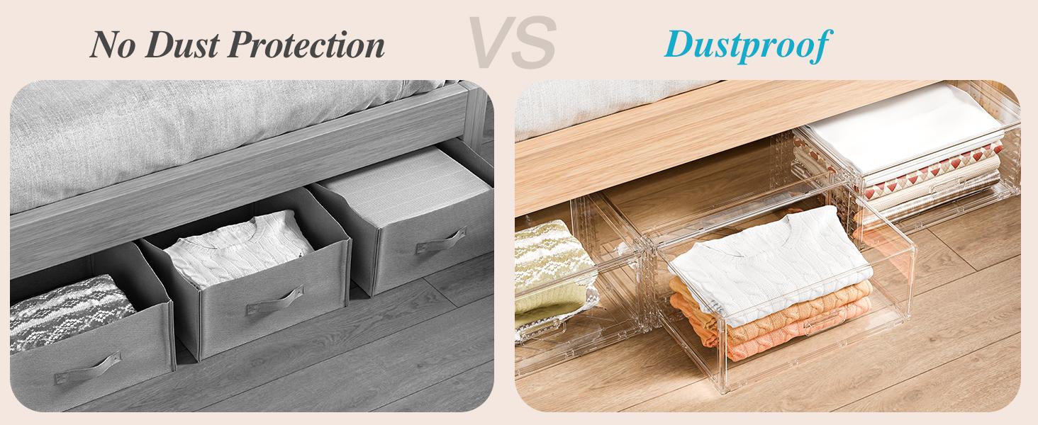 【New Arrival】Vtopmart 2-5 Pack UnderBed Large Clear Stackable Storage Drawers 18-27QT, Easily Assemble Closet Storage Bins, Dust-Proof for storing shoes, clothes, bedding, and off-season essentials