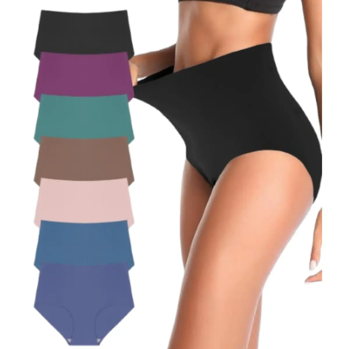 HOIXIN Women's Seamless High-Waisted Panties, Full Coverage No-Show Briefs, Soft Breathable Fabric, 7 Pack, Breathable Panties, Fashion Breathable Underwear