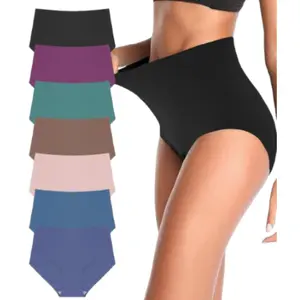 HOIXIN High Waisted Seamless Underwear For Women Full Coverage No Show Panties Sexy Brief Comfortable 7 Pack