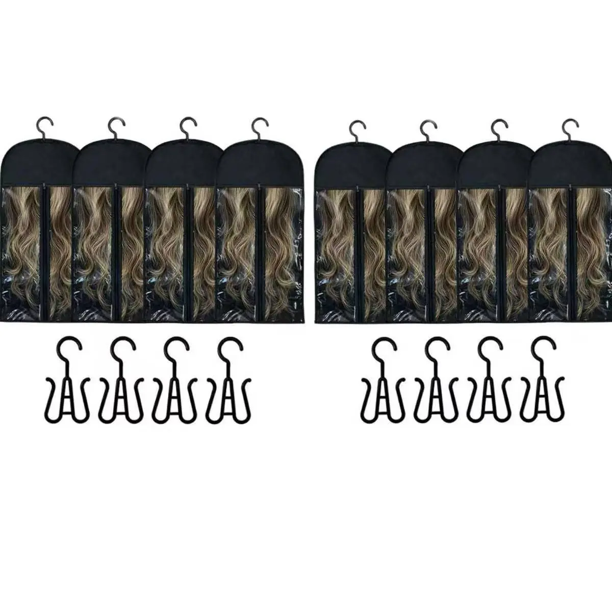 4/6/8 Pcs Wig Storage Bags with Hanger, Breathable & Portable for Multiple Wigs & Hair Extensions – Ideal for Home, Salon & Travel Use