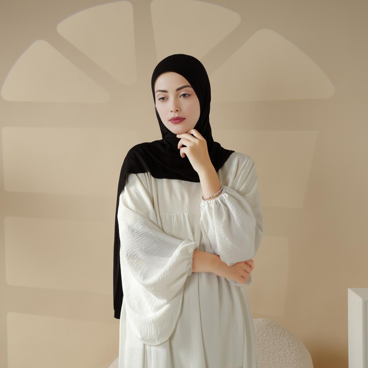 Jersey Solid Color Hijab With Tube Cap - (MH038) head scarf cover yns casual trendy long scarf wrap scarve scarves Modestyscarf Beige Formal Modern