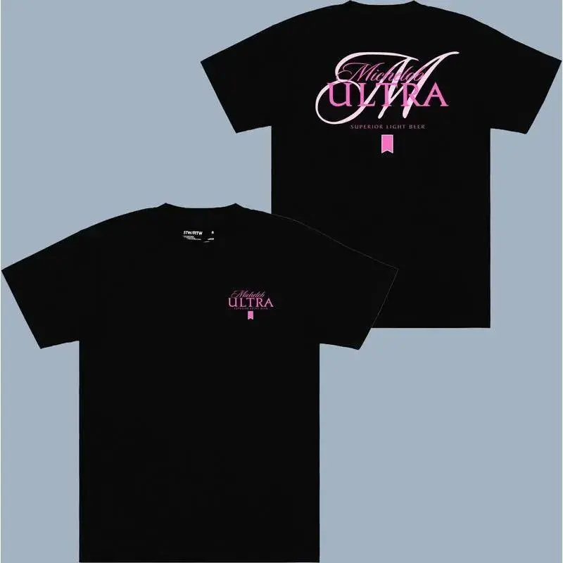 Michelob Ultra Pink 2 Sided Graphic T-Shirt - Unisex Mix and Match Classic to Bright Cotton Short Sleeve Tee
