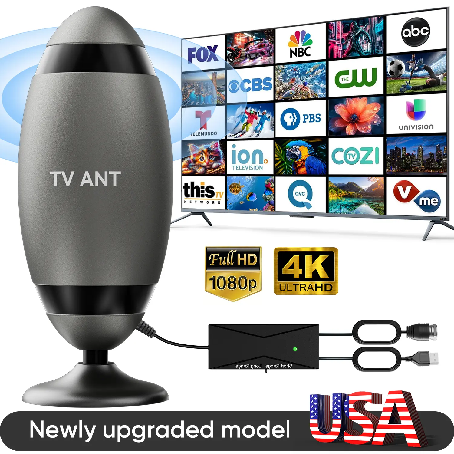2026 Indoor TV Antenna  For Local Channels- 4K High-Definition Digital Antenna, 360° Signal Reception, Wide Coverage,  Easy Installation, Enjoy Full HD Local Channels, No Subscription Fee Required,Deals For You Days