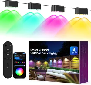 Outdoor Deck Lights, Smart Fence Lights Compatible with Alexa & Google Home, IP65 LED Patio Deck Lighting with Remote, Fence Lighting Music Sync for Patio Yard Garden(52.4ft)