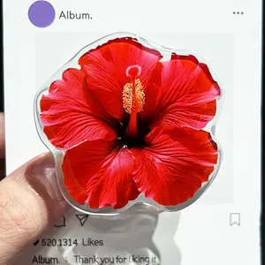 Vibrant Red Hibiscus Flower MagSafe Phone Grip – Magnetic Pop Socket & Kickstand – Tropical Phone Accessory