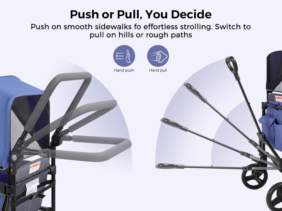 Momfann 4 in 1 Baby Stroller Wagon, All-Terrain 2 Seaters Baby Wagon with Canopy, Parent Organizer, Adjustable Handle & Pull Bar for Infants and Toddlers Momfann 4 in 1 Baby Stroller Wagon, All-Terrain 2 Seaters Baby Wagon with Canopy, Parent Organizer, Adjustable Handle & Pull Bar for Infants and Toddlers