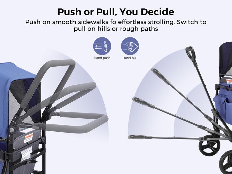 Momfann 4 in 1 Baby Stroller Wagon, All-Terrain 2 Seaters Baby Wagon with Canopy, Parent Organizer, Adjustable Handle & Pull Bar for Infants and Toddlers Momfann 4 in 1 Baby Stroller Wagon, All-Terrain 2 Seaters Baby Wagon with Canopy, Parent Organizer, Adjustable Handle & Pull Bar for Infants and Toddlers