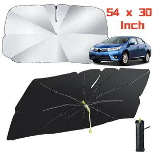 Universal for Toyota Camry Asia Dragon RAV4 Highlander Corolla Levin C-HR 2 in 1 Car SUV Windshield Sun Shade Cover Umbrella With Safe Hammer, All Season Waterproof Foldable Car Umbrella Sunshade Car Windshield Cover for Summer, 54 x 30 Inch