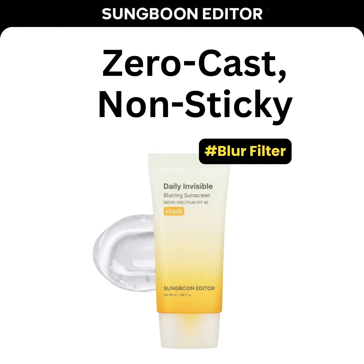 [Sungboon]  Zero-Cast, Non-Sticky Sunscreen | Broad Spectrum Face Sunscreen | Lightweight, Non-Sticky, No White Cast| Sunscreen for Daily Use, Korean Sunscreen, Watery and Creamy Texture, Sunscreen for Sensitive Skin
