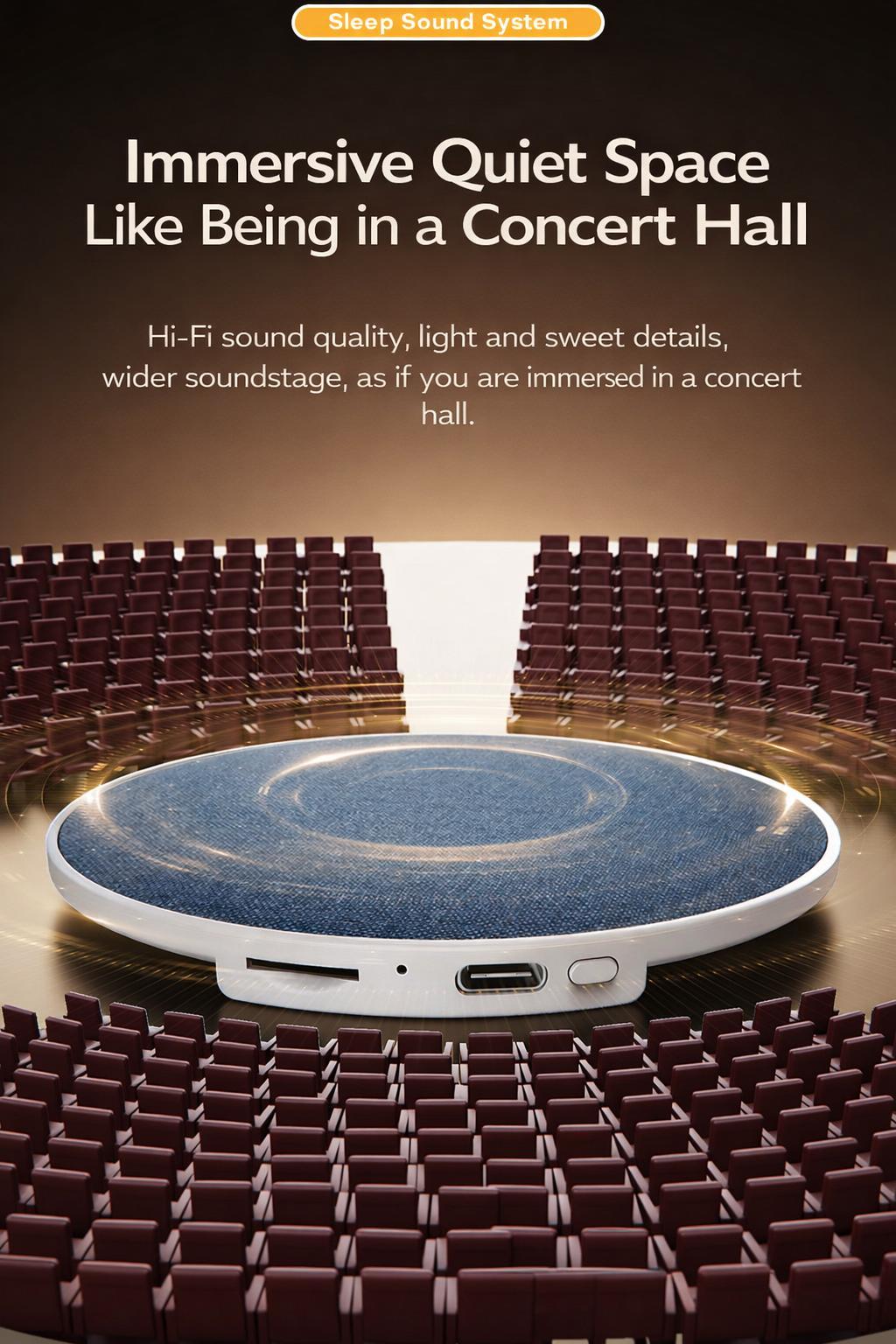 2026 New Product: Ultra-thin Pillow-Side Speaker with White Noise Function, Mini Bluetooth Speaker for Sleep