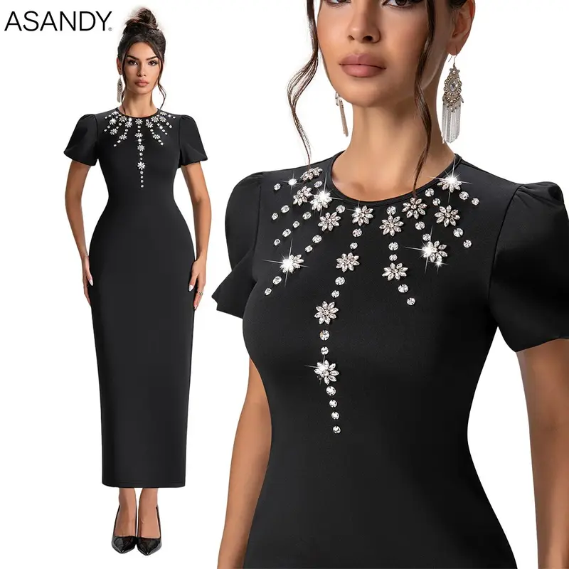black midi dress wedding guest - TikTok Shop
