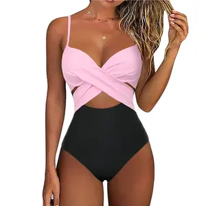 Hilor Women's Underwire One Piece Swimsuits with Crossover Cutout Bathing Suits Push Up Monokini Swimwear