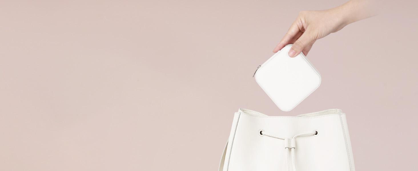 Lifewit Travel Jewelry Organizer Case with Mirror, Compact Jewelry Box for Women and Girls, Ideal Gift for Her, Portable Storage for Beach