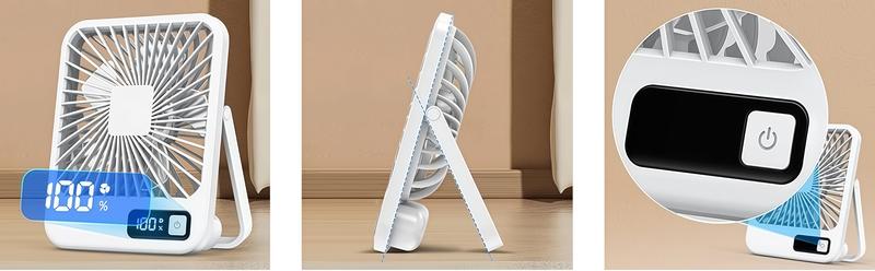 LMMAKE 5-Speed 180° Adjustable Desktop Fan Converts to Hanging Mode Ultra-Quiet USB Rechargeable Multi-Directional Cooling for Offices Dorms Bedrooms & Outdoor Spaces Ideal for Professionals & Light Sleepers