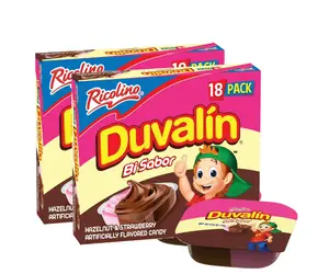 (2 pack) Duvalin Hazelnut and Strawberry Candy Spread, 9.36 oz, 18 Count Box