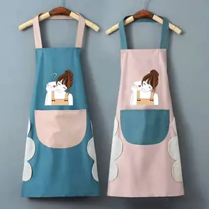 Cute Cartoon Design High Quality & Polyester Waterproof Kitchen Apron With Adjustable Neck Strap, Large Pocket & Side Pockets - Durable For Cooking, Baking, Outdoor Activities Cute Apron, Baking Attire