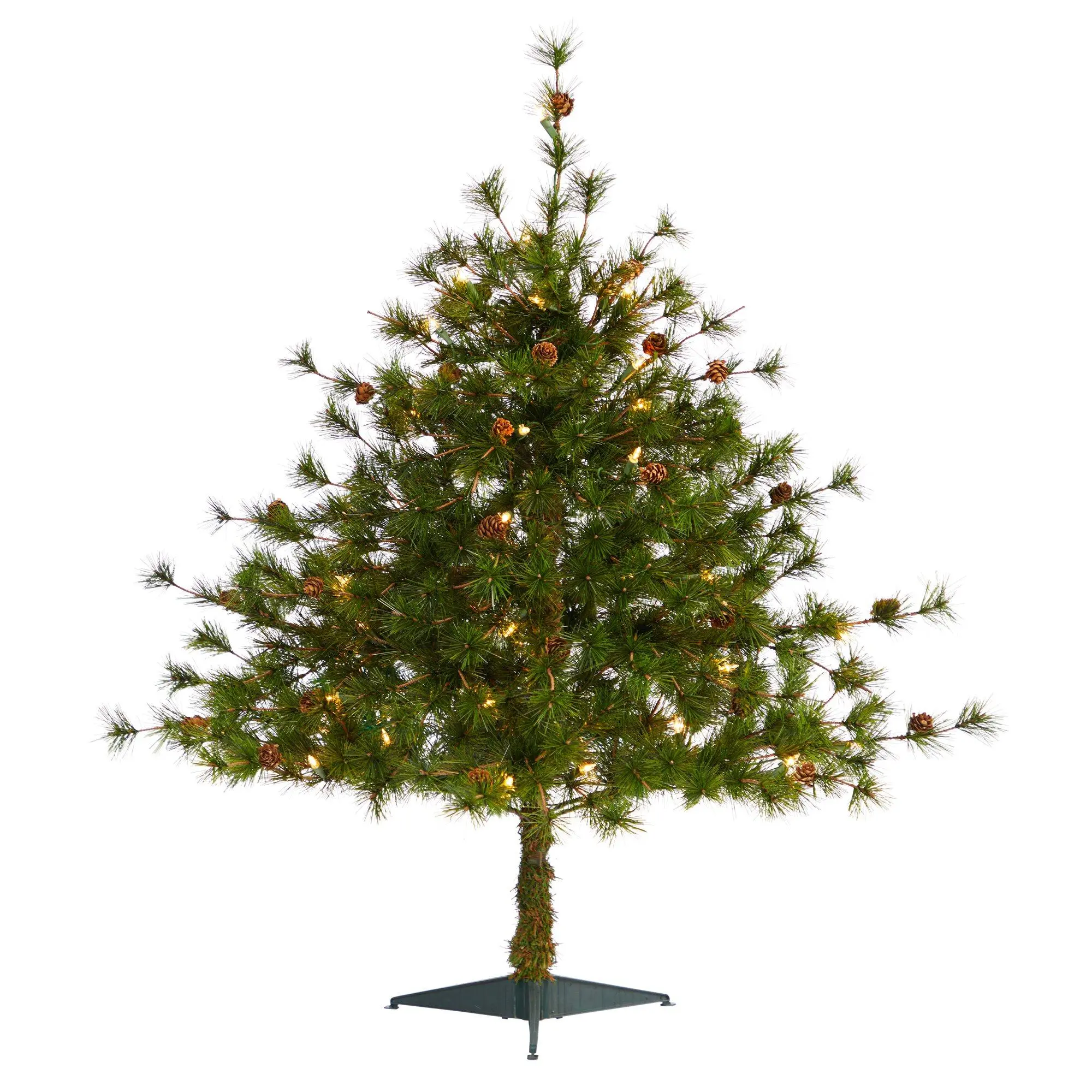 Traditional Realistic Shape Artificial Colorado Mountain Pine Christmas Tree - 3ft, 50 Lights, 171 Branches, Pine Cones, Ornaments - Home Supplies Decorative Plant for Home Decoration, Artificial Christmas Tree