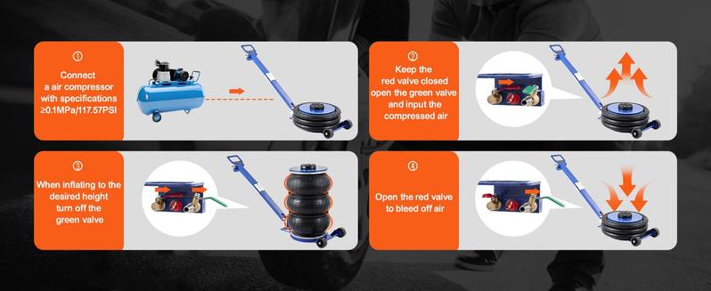 VEVOR Air Jack with Adjustable Handle, TikTokShopBlackFriday, Max 5 Ton/11000 lbs Triple Bag Air Jack, Airbag Jack with Six Steel Pipes, Lift up to 18.5 inch/470 mm, 3-5 s Fast Lifting Pneumatic Jack for Car, Garage, Repair  VEVOR Super Brand Day