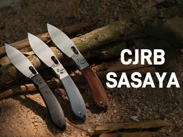 CJRB Sasaya Pocket Tool Knife with 3.5'' AR-RPM9 Steel Blade, EDC Knife with Wood Handle for Men Women Camping Hiking and FathersDayGift