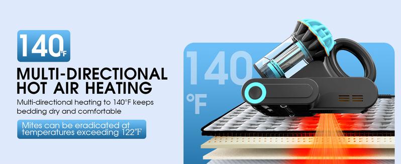 Belife M8 Mattress Vacuum Cleaner, Anti-allergen Dust Mite Bed Vacuum Cleaner with Safe UV Function & Hot Air & High Heating, 550W 18Kpa Powerful Suction Double-Cup Handheld Vacuum for Bed, Couch, Sofa, Corded