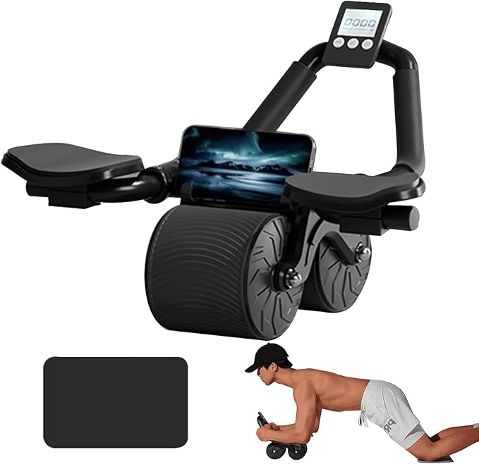 Upgraded Ab Roller Wheel with Timer & Knee Mat,Automatic Rebound Abdominal Wheel with Elbow Support Ab Workout Equipment for Strengthening Core Muscles Abs Exercise Roller for Women Men Upgraded Ab Roller Wheel with Timer & Knee Mat,Automatic Rebound Abdominal Wheel with Elbow Support Ab Workout Equipment for Strengthening Core Muscles Abs Exercise Roller for Women Men