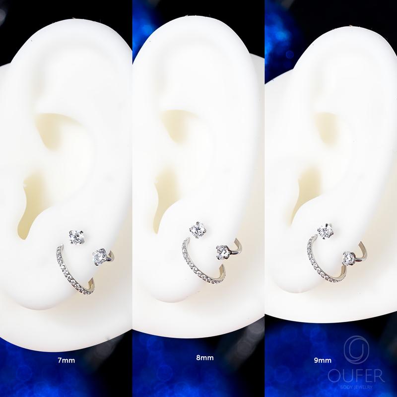 Oufer 20G Horseshoe CZ Nostril Nose Hoop Cartilage Lobe Piercing Ring 316L Stainless Steel Unisex Body Jewelry with Free Ball Crabber