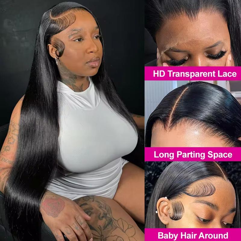 Bling Hair Long Bone Straight 13x4 13x6 Lace Frontal Wig For Women Human Hair Wigs Lace Wig Human Hair Natural Black