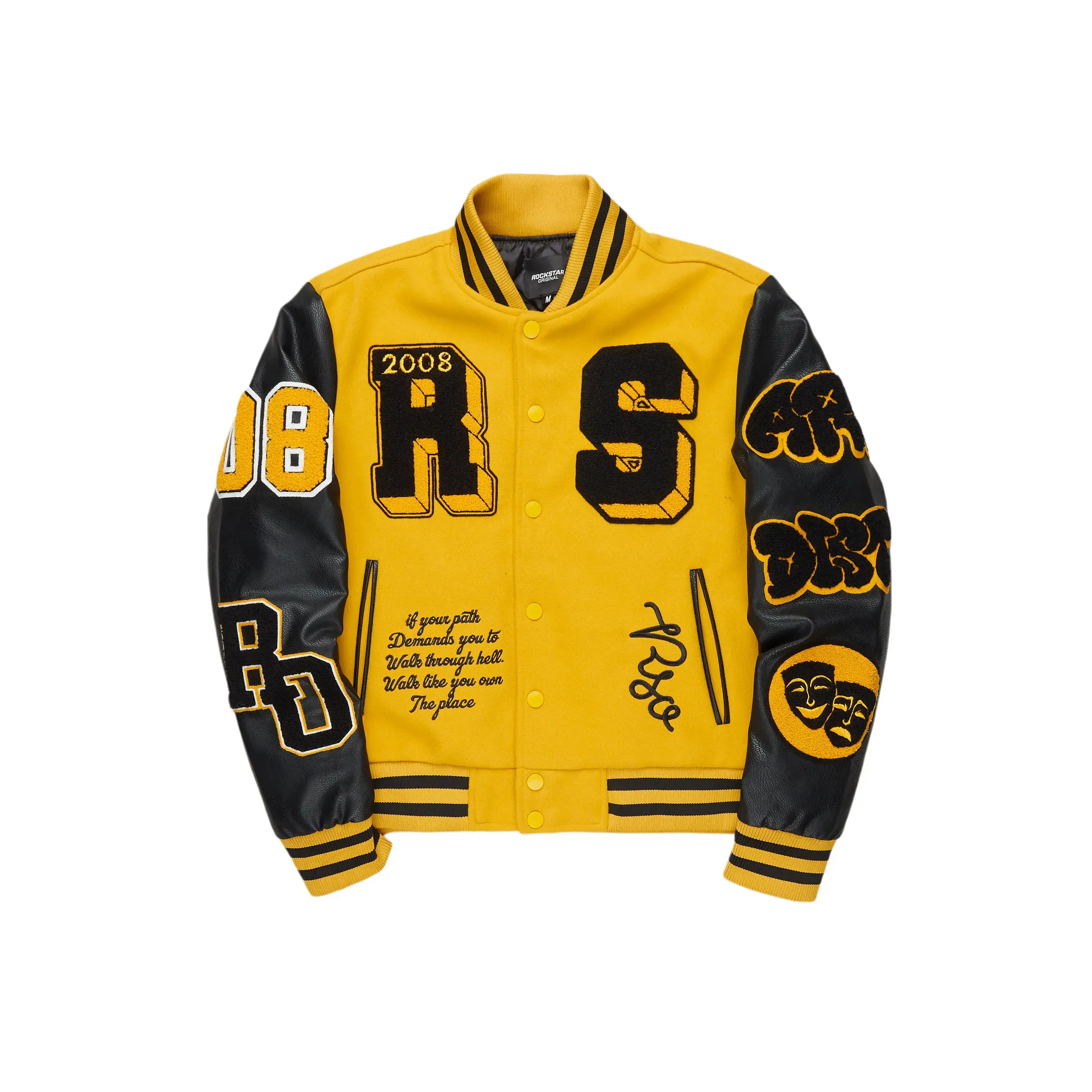 Leslee Black/Yellow Oversized Varsity Jacket