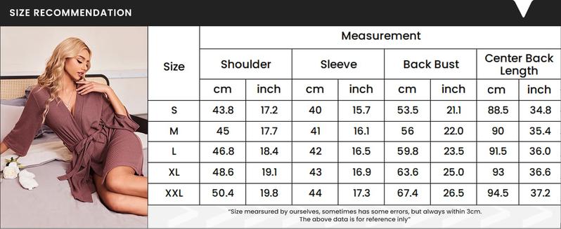 Robes for Women Waffle Knit Bathrobe Soft Lightweight Knee Length Loungewear S-XXL