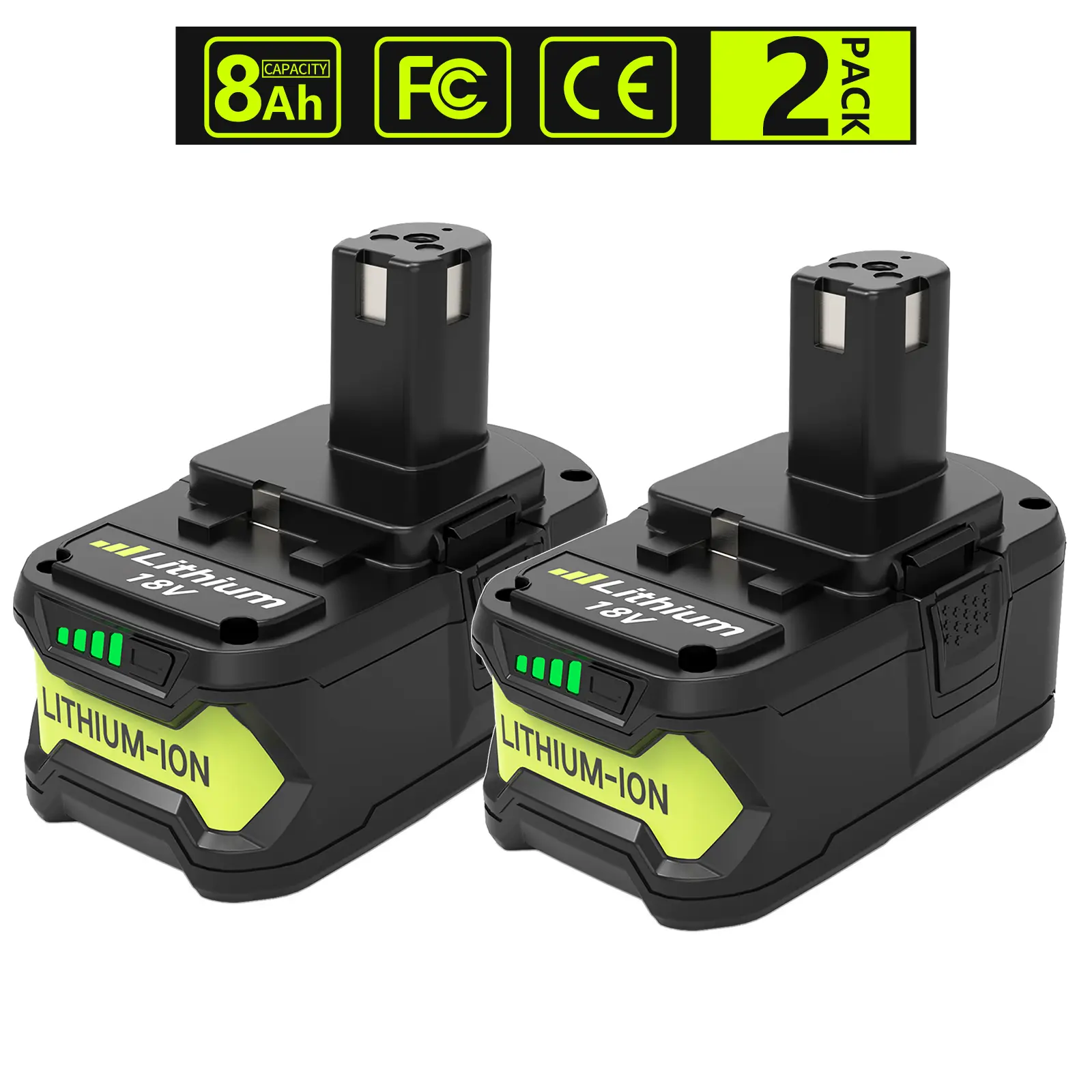 #Summervibes 2 Packs 8.0Ah 18V Lithium RechargeableBatteries, Compatible With Ryobi 18 Volt ONEPlus Series, High Capacity P108 ReplacementFor P102 P103 P104 P105 P107 P108 P109Models