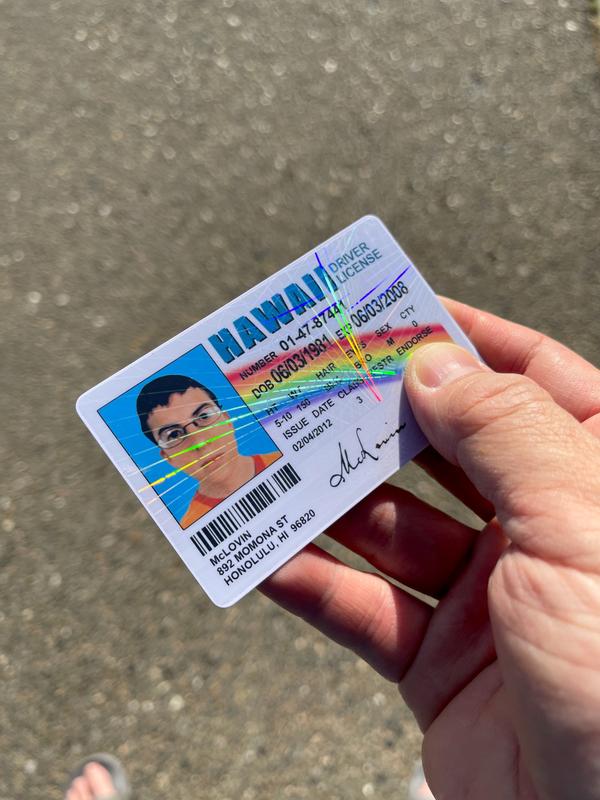 McLovin ID card from movie Superbad with Hologram