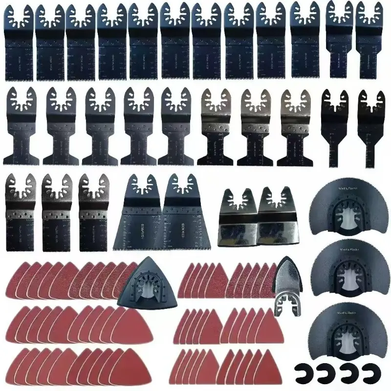 95-Piece Universal Titanium Oscillating Saw Blade Multitool Kit - Cutting Wheels Oscillating Tools Accessories (Blades, Sandpaper, Sickle) for Power Tool Use, Woodwork & Metal Cutting, Versatile for DIY Home Projects
