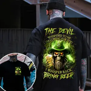 Custom Year Generation X Beer Skull T-Shirt, The Devil Whispered To Me Bring Beer Shirt, Badass Gen X Old School Tee, Personalized Birth Year Unisex Graphic Top