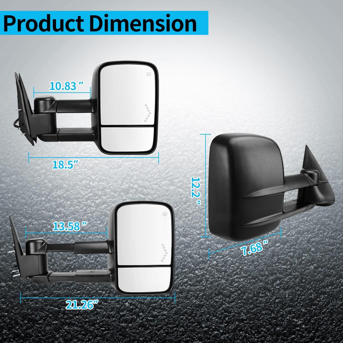 YITAMOTOR Pair Power Heated Tow Mirror for 2003-2006 GMC Sierra Silverado 1500 2500HD 3500 - Heated for Improved Visibility