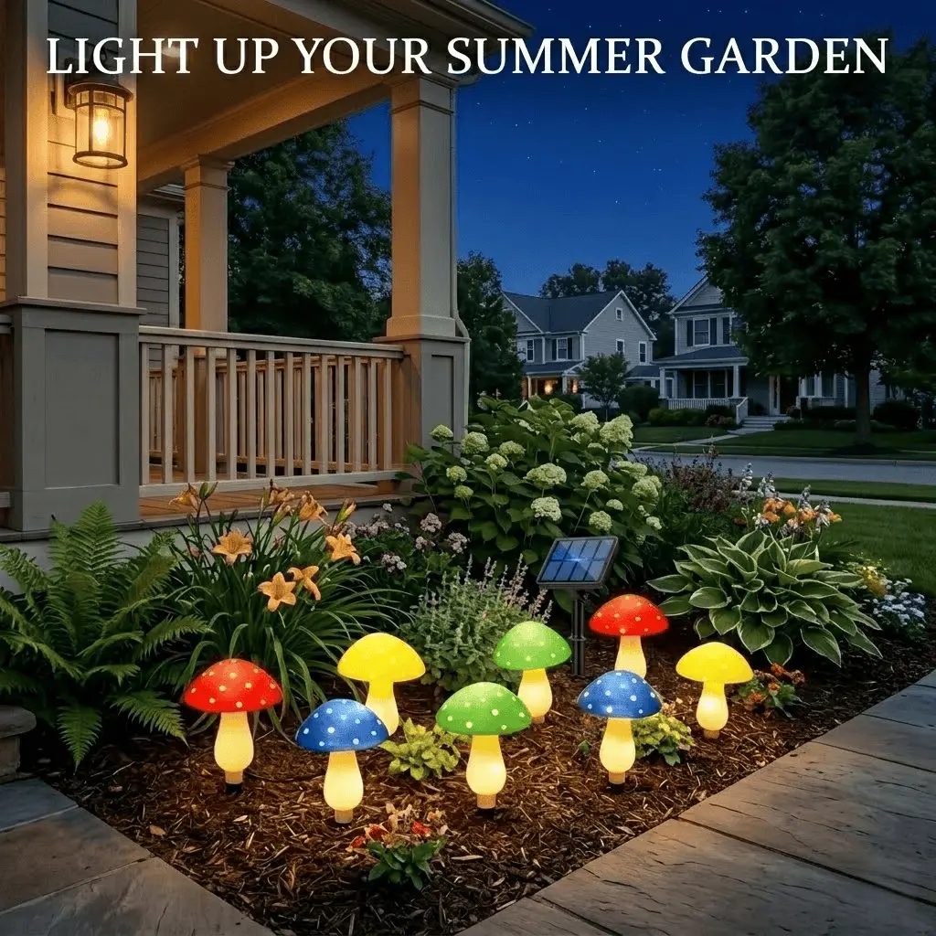 Solar Mushroom Garden Light 1 Set Outdoor Decorative Light Solar Garden Atmosphere LED Light Suitable for Courtyard Terrace Walkway Solar Landscape Light Outdoor Path Lighting Copper Color decoration