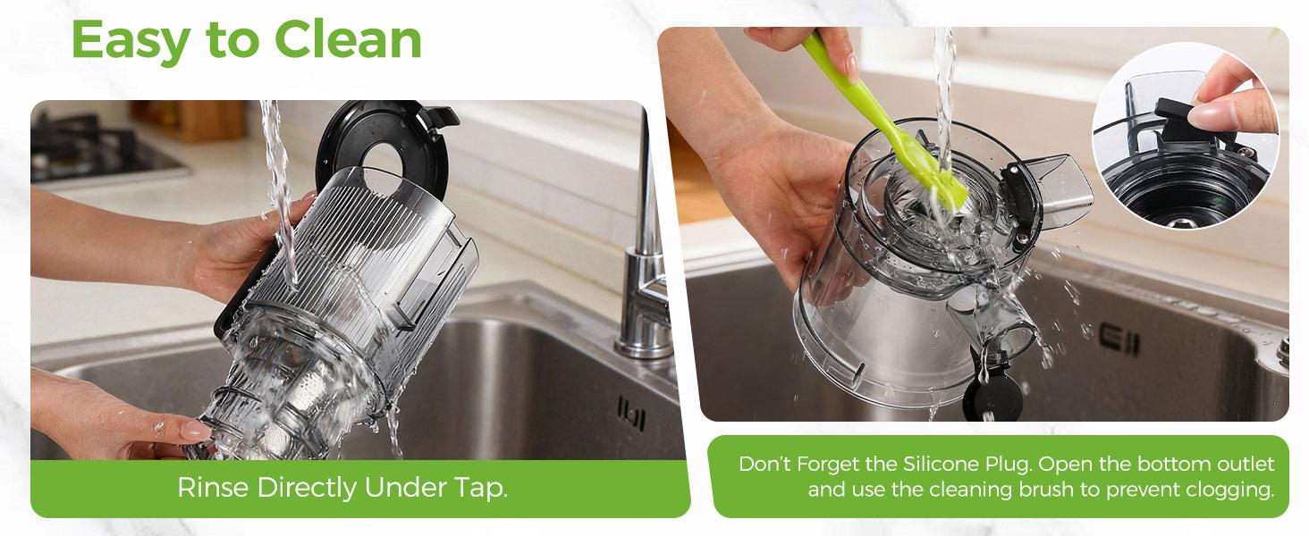 OSTBA Cold Press Juicer, 5'' Large Feed Chute, Slow Masticating Juicer for Whole Fruits & Vegetables, High Juice Yield, BPA-Free, Easy to Clean