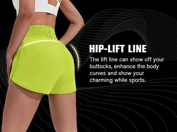 PINSPARK Women's Athletic Shorts Gym Workout Running Shorts with High Waist Zipper Pockets