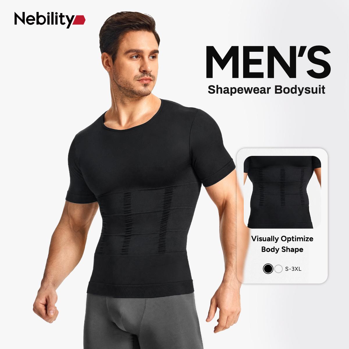 Nebility Mens Core Compression Shirt - Abdominal Sculpting Shapewear to Define Abs & Boost Confidence, Breathable, Quick-Dry Workout Shirts for Men Menswear Gym Tops