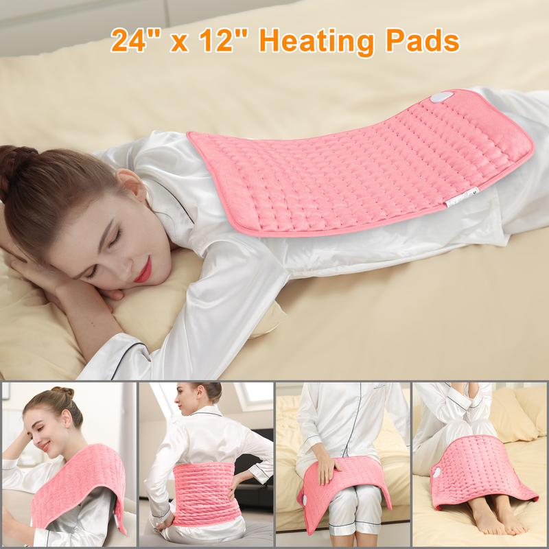 Heating pad, 24x12in targeted precise application, 6-speed temperature adjustment, 4 timing options, fast heating, automatic shutdown, portable - machine washable, suitable for neck heating, back, legs, abdomen, knees, ideal holiday gift, Christmas gift