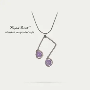Handmade Wire-Wrapped Amethyst Music Note Pendant Necklace | Unique One-of-a-Kind Gift for Her | Romantic Valentine's Day Jewelry with Personalized Meaning | Perfect for Anniversaries, Birthdays, and Special Occasions | Handcrafted with fashion girl
