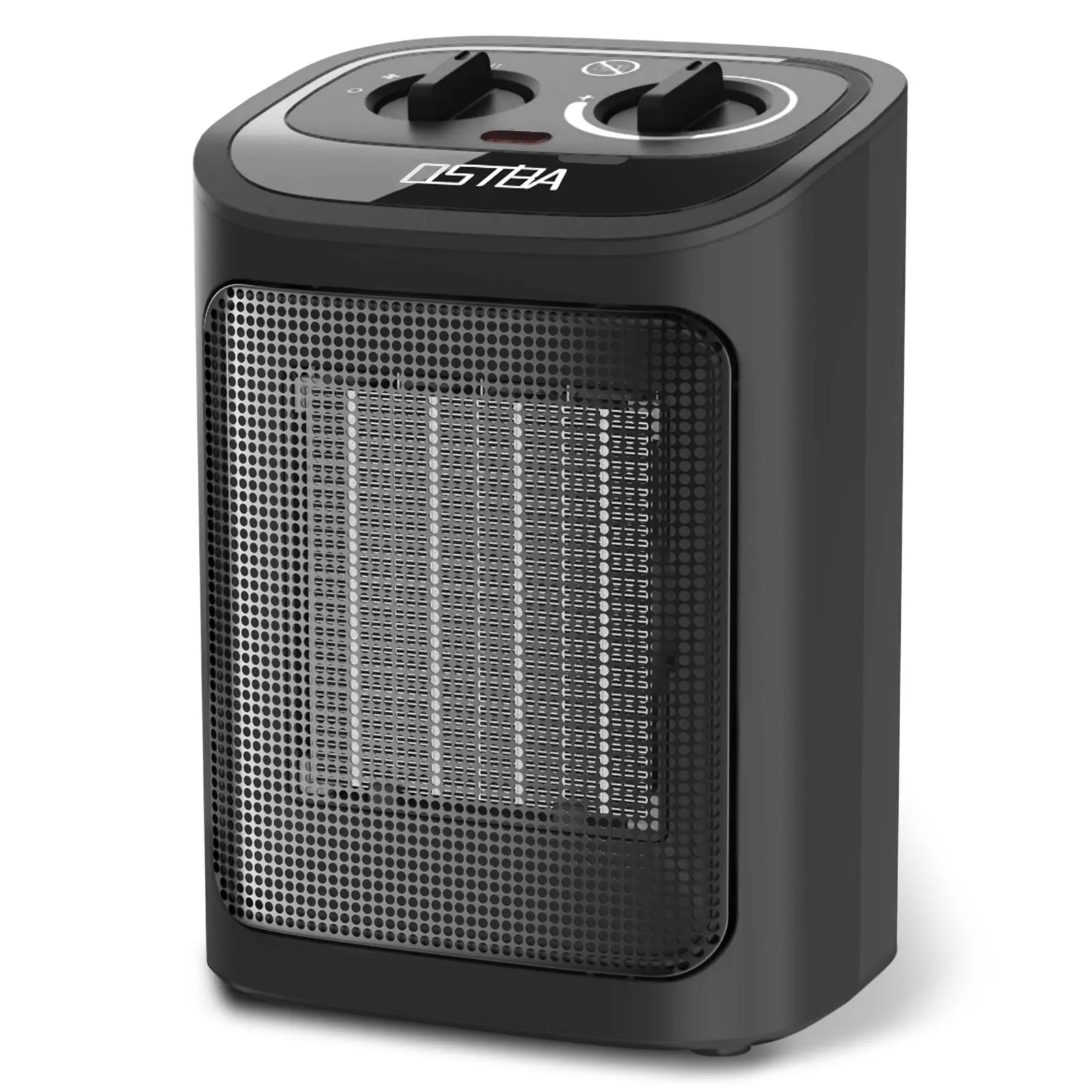 OSTBA PTC Ceramic Corded Compact Indoor Heater - 1500W Power, Fast Heating, Adjustable Heating Temperature Thermostat Dial, 3 Heat Modes, Auto Shutoff Tip-Over & Overheat Protection, for Office (Black), Polarized