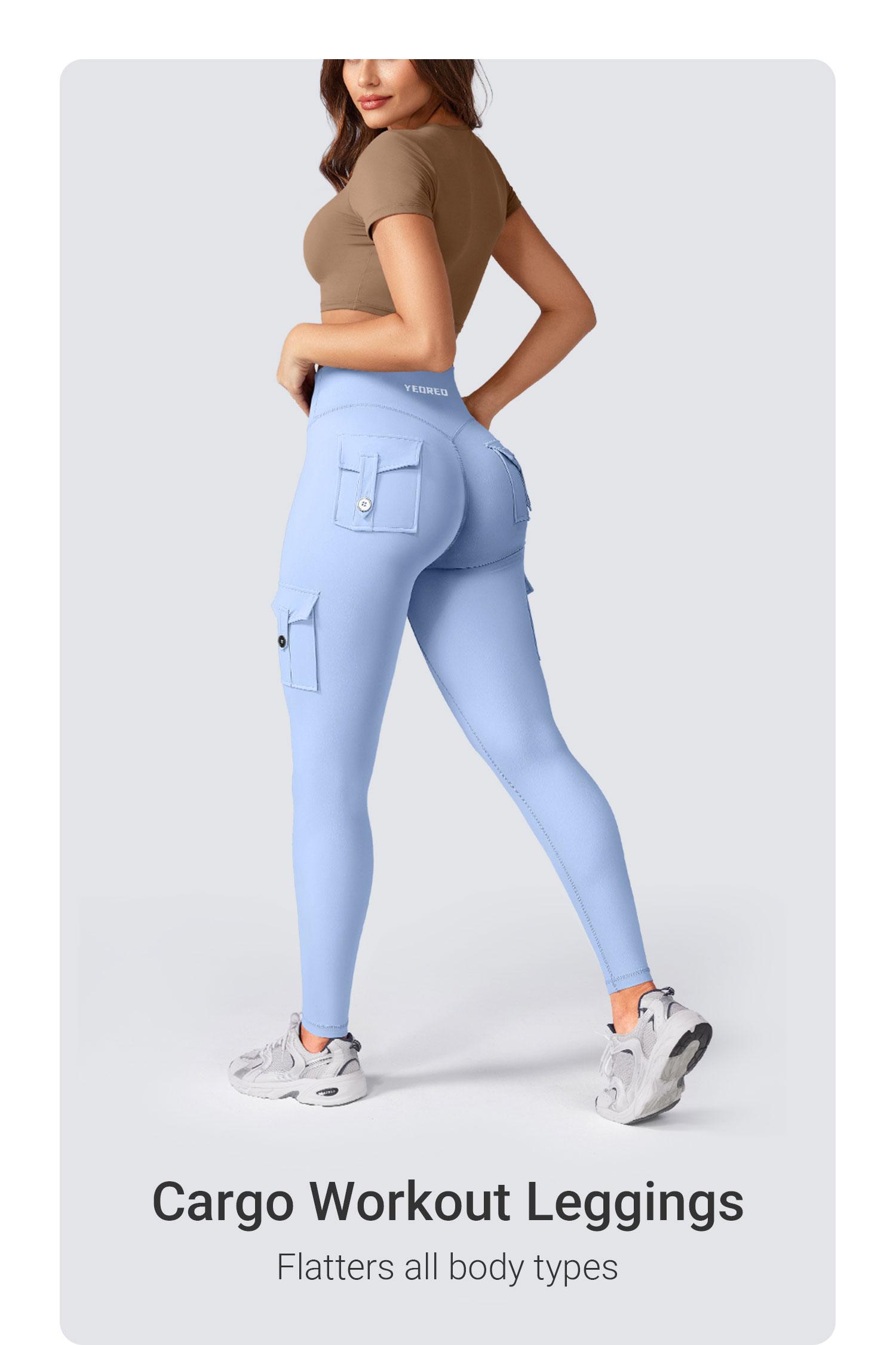 YEOREO CoreFlex High Waisted Cargo Leggings Seamless Scrunch Butt Lifting Tummy Control Shaping Training Yoga Gym Fitness Tights