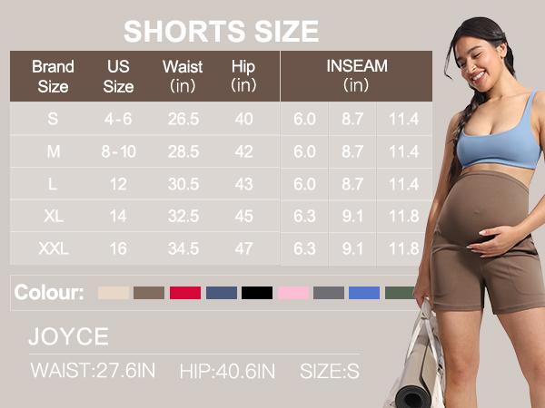 POSHDIVAH Women's Creamluxe Maternity Yoga Shorts with Pockets Pregnancy Workout Running Pants Clothes 6"/9"/12"