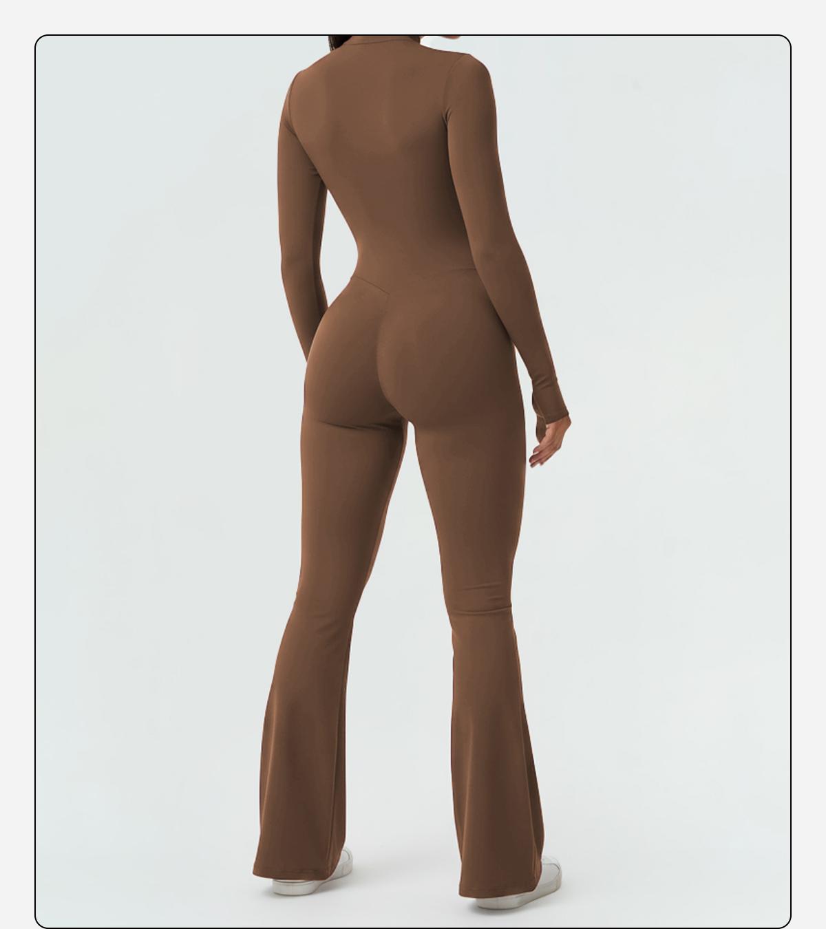 MFVIM Sporty Women’s Solid Color Half Zip Mock Neck Sports Jumpsuit by  - Casual, Comfortable, Breathable Long Sleeve Skinny Jumpsuit for Yoga, Gym, Workouts Stretchable Activewear SpringStatements