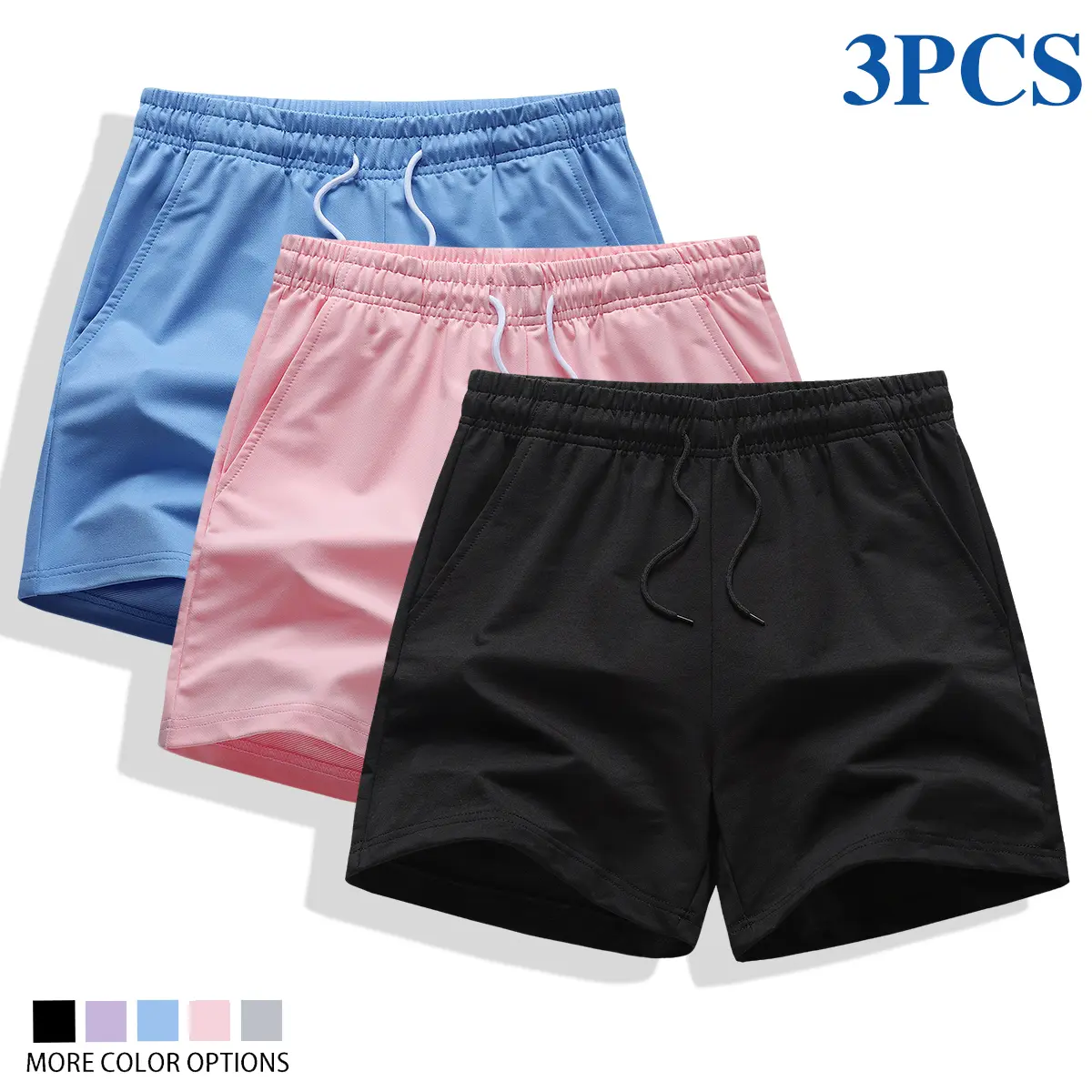 Women's 3-Pack Basic Sweat Shorts, Soft and Breathable Athletic Wear Bottoms with Elastic Waist and Drawstring for Summer Fitness, Bottom, Everyday Sweatshort