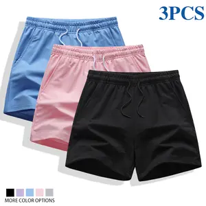 Women's 3-Pack Athletic Shorts, Soft Elastic Waist Drawstring Fitness Sports Shorts for Summer