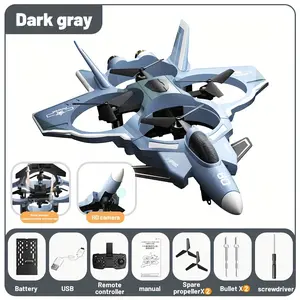 RC Fighter Jet Drone for Kids, VTOL Remote Control Airplane with Missile Launcher, 4-Motor Turbofan Propulsion, 360° Flip Stunt, Crash Resistant EVA Foam Aircraft, HD Camera Tech Toy Gift for Boys & Adults