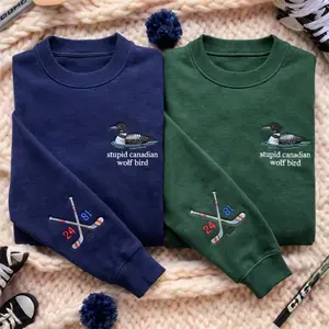 Embroidered Stupid Canadian Wolf Bird Sweatshirt, Hockey Rivalry Crewneck, Team Hollanov LGBT Pride Fan Gift