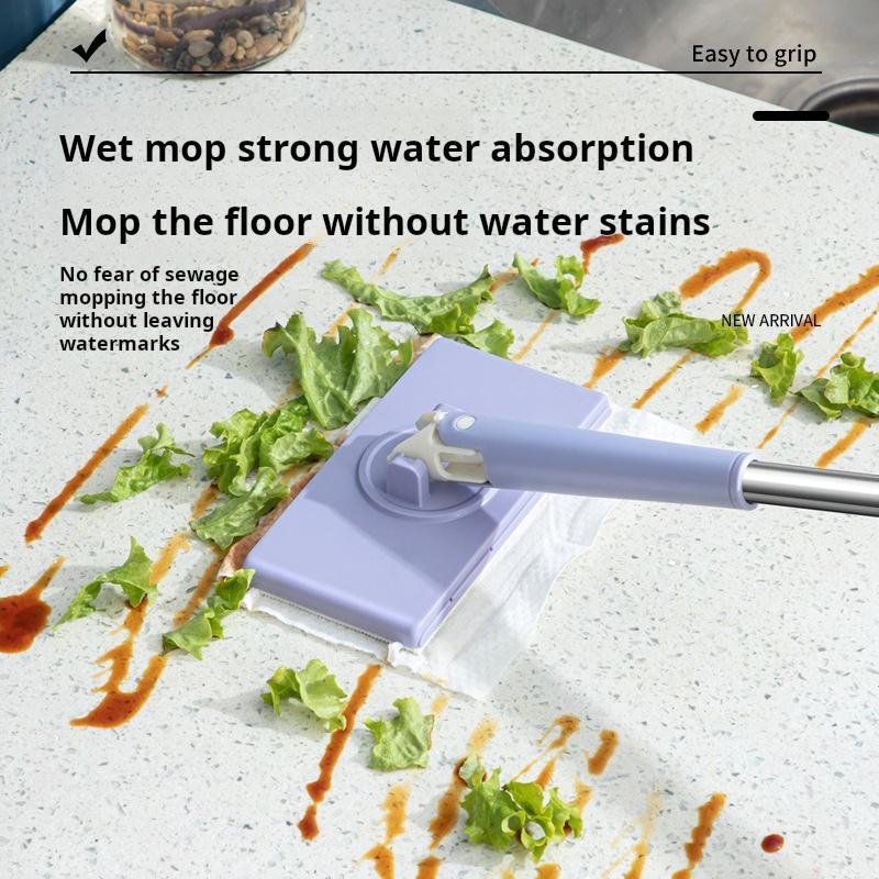 Portable Self-Squeeze Mop Set, Flat Mops, Reusable Cleaning Tool for Hard Floors, Compact Bathroom & Home Maintenance Accessory